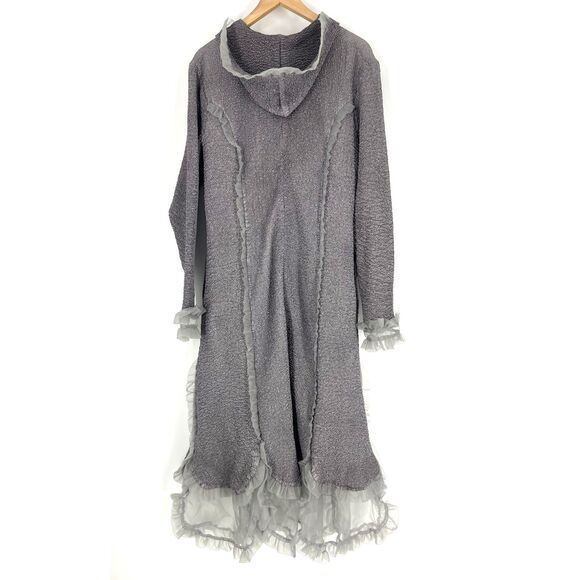 Y2K Lucy's Silk Cardigan Size Large Maxi Duster Goth Ruffle Witchy Whimsigoth - Picture 7 of 10